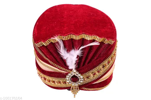 Cotton Zaridhar Premium Traditional Pagdi Turban for Groom (DULHA), embroidered net pattern, ready-to-wear