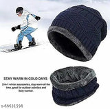 Wool skull cap with neck, self-designed pattern, warm and stylish accessory for men or women from India
