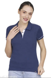 Stylish trendy cotton women's t-shirt, solid color, short sleeves, size S (34in bust, 25in length)