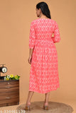 Peach Viscose Rayon Printed Maternity Kurti with Invisible Zippers - Comfortable, versatile nursing dress for pre- and post-pregnancy, India origin