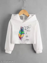 Trendy women's polyester hoodie with cool print and long sleeves, size S (bust 34in, length 19in)