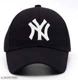 Adjustable black cotton baseball cap, trending NY style for unisex sports