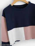 Colorblocked cotton crop top for women, casual daily wear, stylish design (S size)