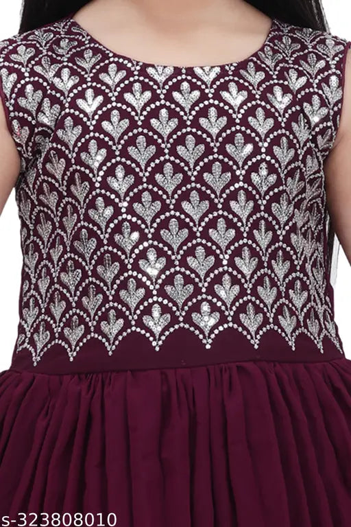 Ethnic Georgette Sharara Set for Girls, embellished anarkali style with sleeveless top and sharara bottom. Traditional charm meets modern elegance for festive occasions or weddings