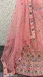 Pink net Lehenga Choli with exquisite embroidery work - Indian bridal attire for weddings and special occasions