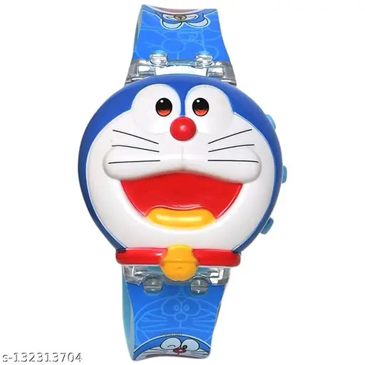 Multicolor Doreamon Kid's Glowing Watch with Music, digital wristwatch for boys and girls, blue LED display on free-size watch, ideal gift for kids learning time