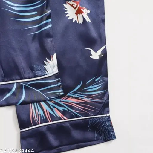 Cotton blend printed nightdress set with top and shorts for women, perfect for summer, winter, and monsoon evenings, made in India