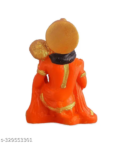 Orange resin Hanuman God Bajrangbali idol statue (3 inches) - Modern Indian home decor artifact