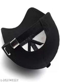 Black nylon baseball cap, solid design for men's fashion, 46 cap size, on display, made in India