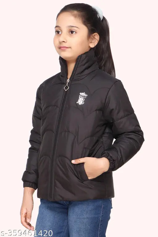 Sg9 solid nylon girls jacket, vibrant self-design with long sleeves, warm and weather-resistant for outdoor activities