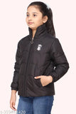 Sg9 solid nylon girls jacket, vibrant self-design with long sleeves, warm and weather-resistant for outdoor activities
