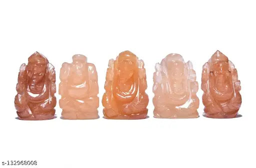 Red Jade Crystal Ganesha Figurine, 12 inches, Indian-made car dashboard idol