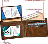 Brown faux leather men's wallet, 2 compartments with ID, card, and bill slots, perfect gift for special occasions, made in India