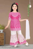 Adorable rayon frock dresses for girls by M S K COLLECTION, solid color with three-quarter sleeves and matching dupatta