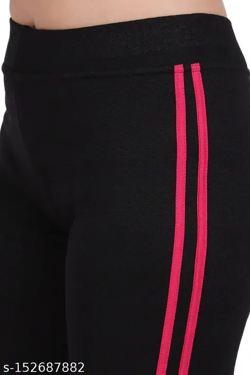 Striped cotton blend jeggings for sports and yoga, trendy ankle-length with stretchable fit. Size 28, 270 GSM, made in India