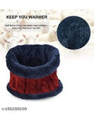 Woolen cotton cap with neck muffler/neckwarmer for men, warm winter accessory in others pattern from India