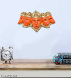 Orange polyresin Panchmukhi Hanuman Ji Murti statue, decorative home protection against evil eye (17.6cm wide)