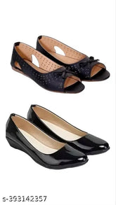 Synthetic ethnic fancy sandals (PACK OF 2) for women and girls in attractive colors and designs, comfortable ballerinas by Shakti Enterprises, India