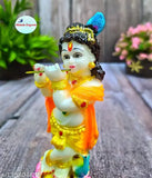Marble Krishna idol, multicolor, glossy texture, 13x5x4cm, for home decor and gifting