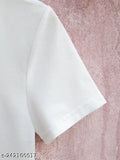 Solid cotton crop collar half zip, short-sleeved casual top for women