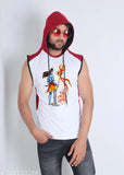 Shiv fantasy polycotton sleeveless t-shirt, round neck, printed net design - Indian-made casual wear for men