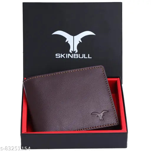 Brown genuine leather wallet, 2 compartments, 6 card slots, RFID protected for men's accessories