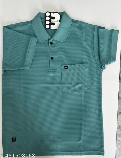 Striped cotton short sleeves men's trending t-shirt, high-quality polo neck design with pocket, Made in India