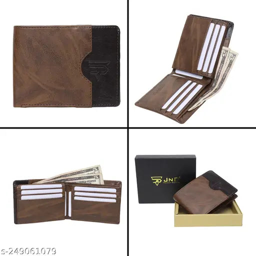 Branded leather men's wallet, slim faux leather cardholder with 6 credit card slots, free size (11x9 cm), premium quality for gifting