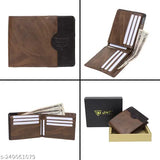 Branded leather men's wallet, slim faux leather cardholder with 6 credit card slots, free size (11x9 cm), premium quality for gifting