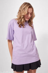 Plain oversized polycotton t-shirt for women plus size, solid color, short sleeves, available in multiple sizes from S to 6XL
