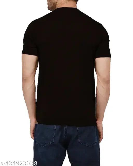 Black cotton blend Chin Tapak Dam Dam round neck T-shirt featuring printed graphic, short sleeves, available in M, L, XL, XXL sizes (38", 40", 42", 44" chest). Made in India for daily wear