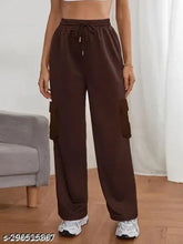Trendy lycra women's cargo joggers, solid color, wide leg joggers for summer in sizes 26, 28, 30, 32. Bell-bottom design, Zara styles cargo pants from India
