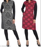 Woolen printed combo of 2 women's long-sleeve kurtas from India