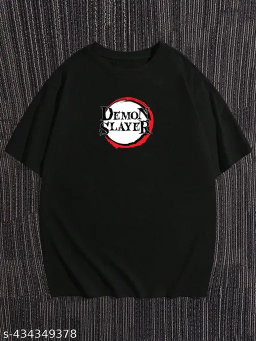 Black cotton blend Men Inosuke Swordsman printed T-shirt, short sleeves, men's oversized style
