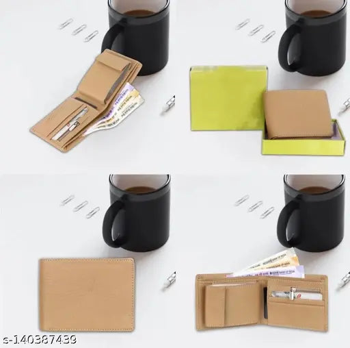 Solid leather Loise Craft wallet, 5 compartments, free size (12cm x 10cm), smooth artificial leather accessory from India