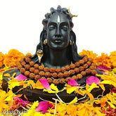 Poly resin Adiyogi Shiva statue with Rudraksha Mala for car dashboard, 14cm tall