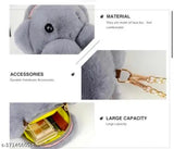 Faux leather/leatherette solid net bear-shaped bag for girls and kids, featuring a single chain and zipper pocket for practicality and style