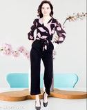 Stylish georgette printed net jumpsuit for women, long sleeves, multiple sizes available