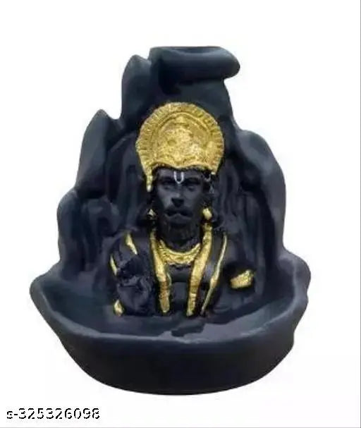 Polyresin Hanuman ji Statue Idol Bajrangbali Incense Holder with 20 Free Smoke Cones, decorative showpiece for peaceful home atmosphere