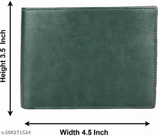 Green two-fold faux leather wallet for men and boy, features 5 card slots, durable and classy design, perfect gifting option