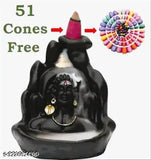Resin Adiyogi Smoke Fountain with 51 cones, Indian Adi Shankara Shiv Mandir smoke fountain on decorative base