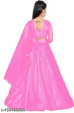 Embellished net lehenga choli set for girls, semi-stitched with long sleeves, Indian traditional attire for kids ages 3-15 years