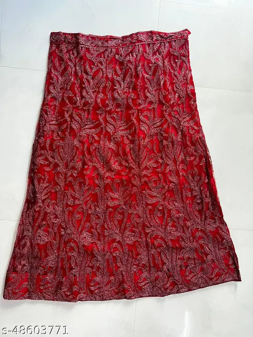 Embroidered net lehenga set, free size, with embroidered dupatta and choli, India-origin bridal partywear for women