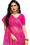 PATLANI STYLE soft net floral embroidery saree with unstitched blouse piece, free size, Indian party wear