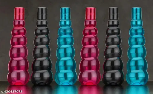 Multicolor unbreakable layer water bottle set for fridge, office, sports, school, gym, yoga – leak-proof and BPA free, checkered pattern (6pcs)