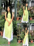 Green striped cotton sleeveless Mm Leherya kurti, hand-washed Indian craft