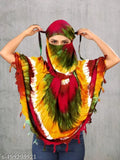 Pure cotton summer protection scarf, full-face cover with adjustable fit, Bandhani print design