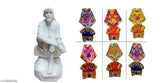 White marble dust idol statue of Sai Baba, 45 inch, ceramic figurine from India for pooja room