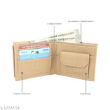 Beige detachable card holder wallet, faux leather men's accessory for organization on-the-go