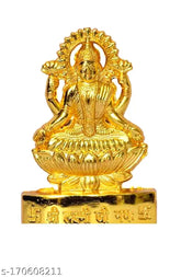 Metal Laxmi Mata idol, intricately crafted Mahalaxmi Murti for Diwali Puja. Indian God statue, 10cm x 10cm x 6cm